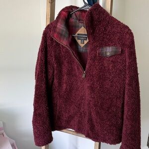 Pendleton Burgundy Sherpa/wool zip up Jacket with Plaid accents